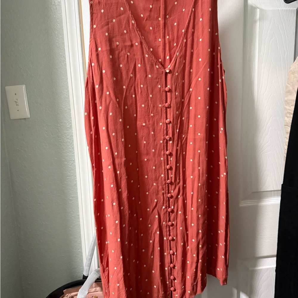 Madewell Terracotta Polka Dot Midi Dress